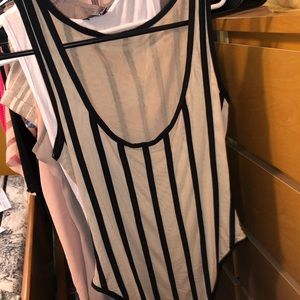 Sheer striped bodysuit